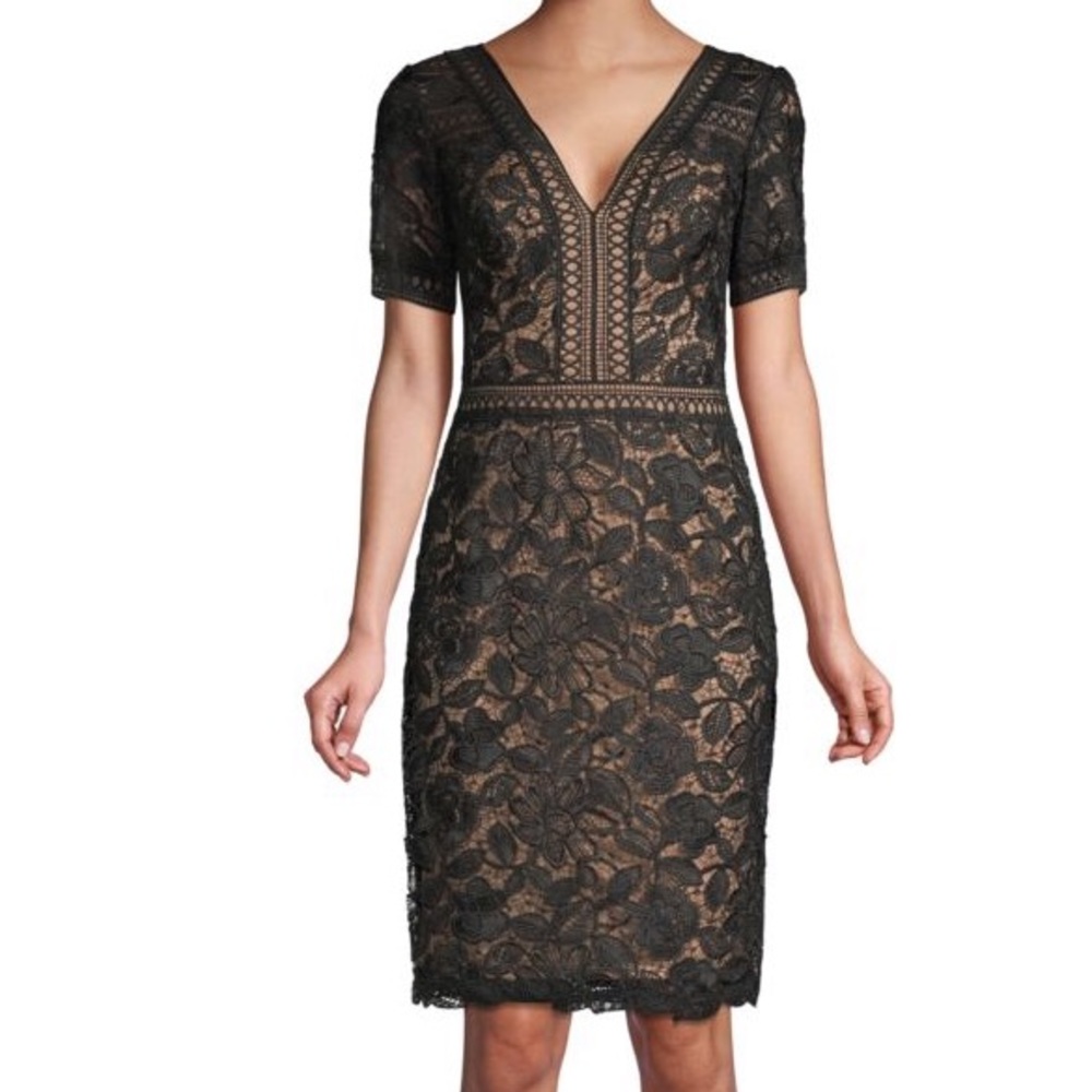Tadashi Shoji two toned lace cocktail dress